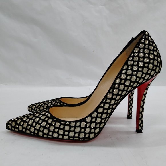 Christian Louboutin silver and black Fabric Pumps size 37 - Picture 1 of 9